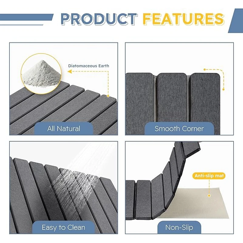 Foldable Diatomite Stone Bath Mat