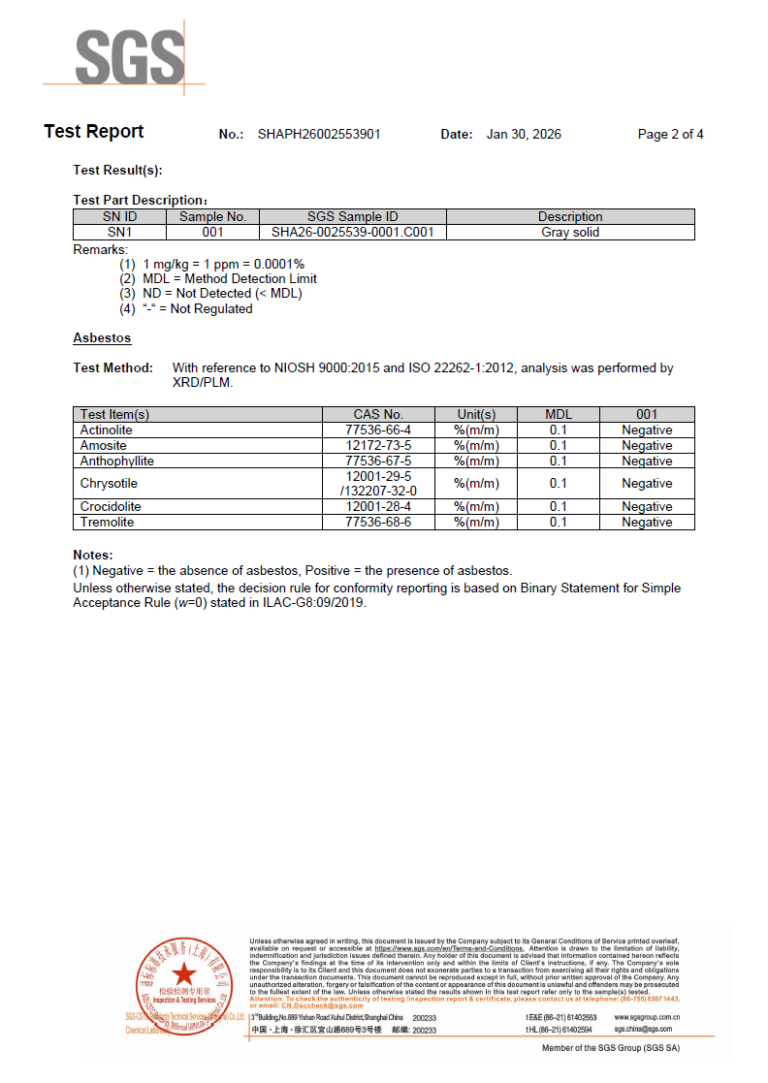 Tranjoy Calcium Silicate Plate SGS-02